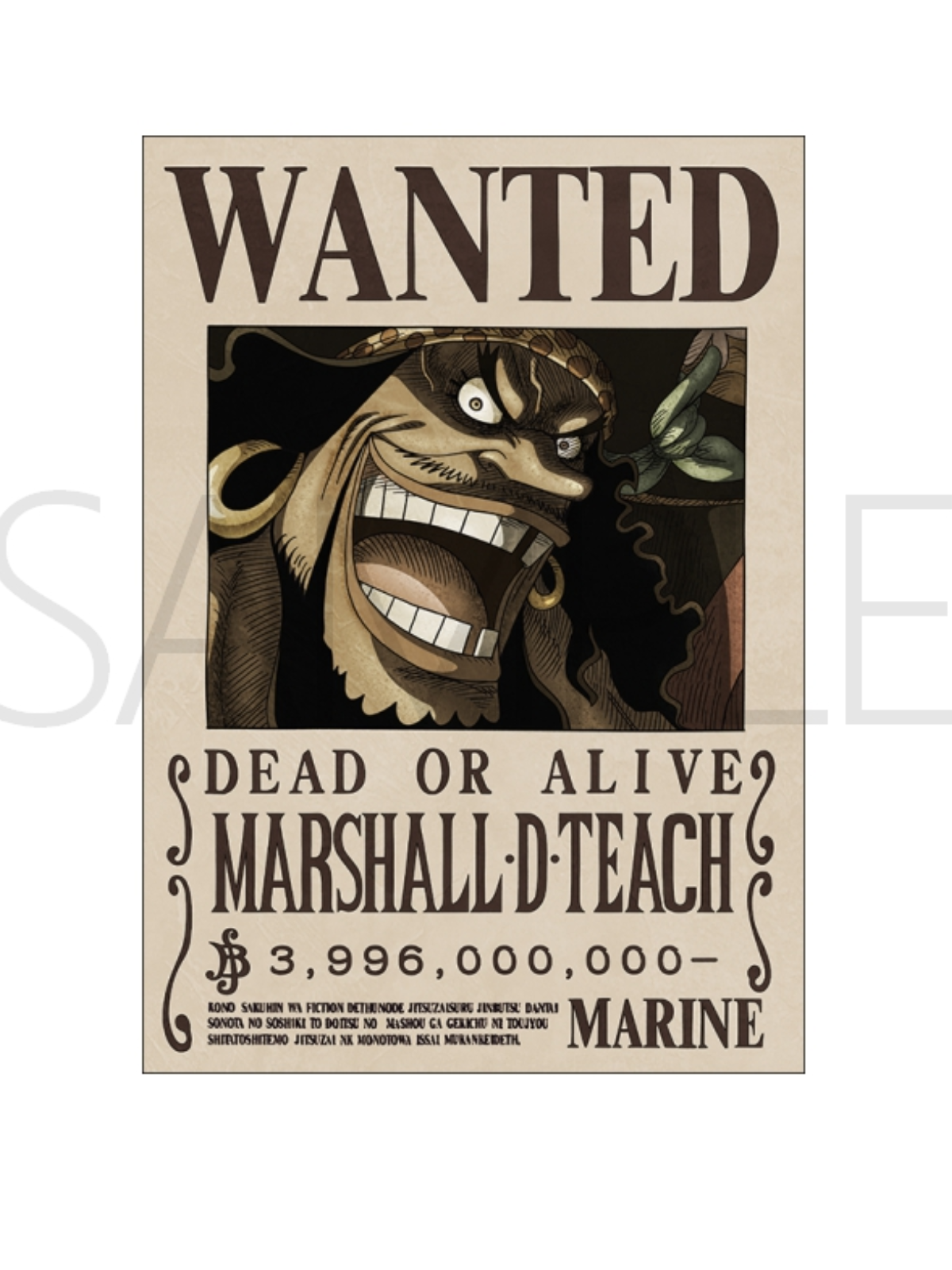 One Piece Official Navy Wanted Poster - Marshall.D.Teach